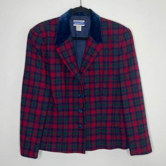 Pendleton Classics Size 14 Tartan Red Plaid Jacket Blazer with skirt - Picture 1 of 9